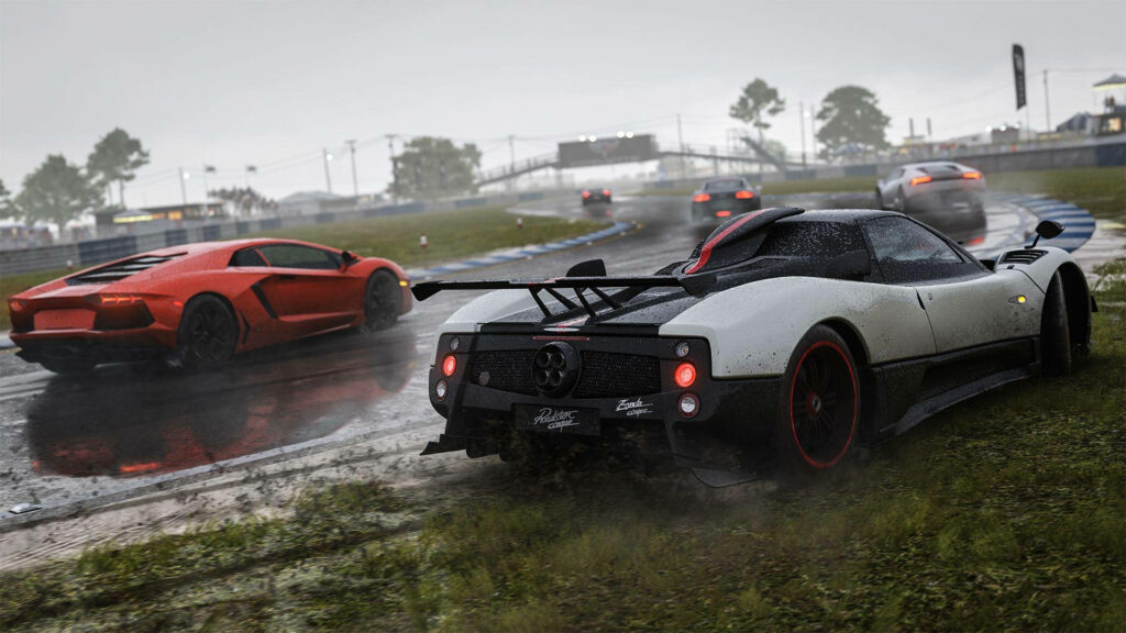 Experience the Thrill of High-Performance Racing in Forza Motorsport 7's Dynamic Wet Track Wallpaper - Impressive Graphics & Realistic Weather Effects!