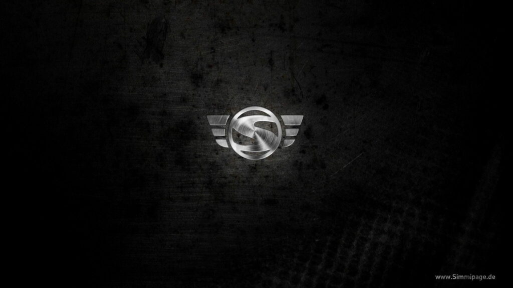 Modern Black HD Wallpaper with Metallic Emblem on Textured Background