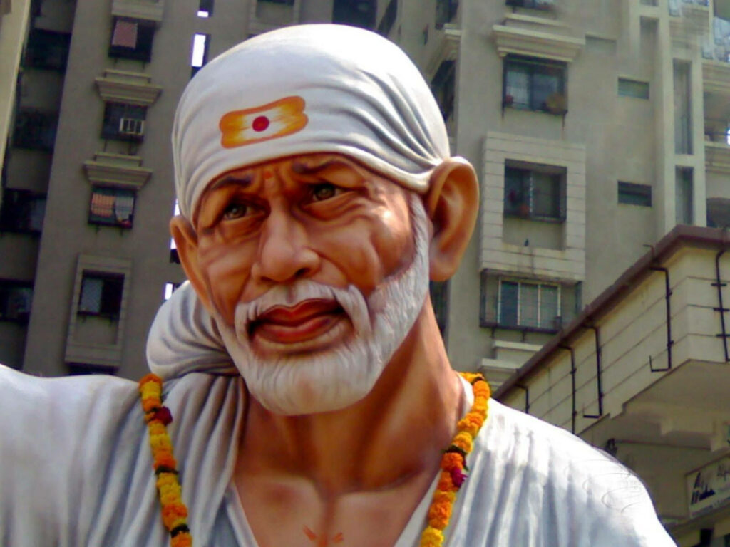 Divine Purity: Sai Baba Donning White Kafni, Langot and Head-cloth in 4k Digital Art Wallpaper