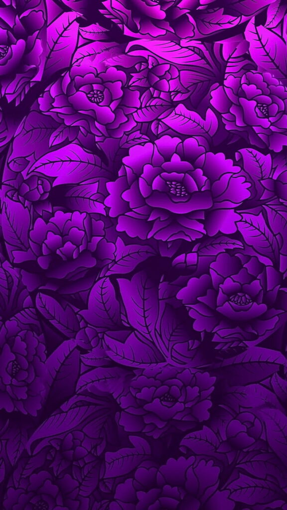 Purple Blooms: An Aesthetic Artistic Delight as HD Phone Wallpaper