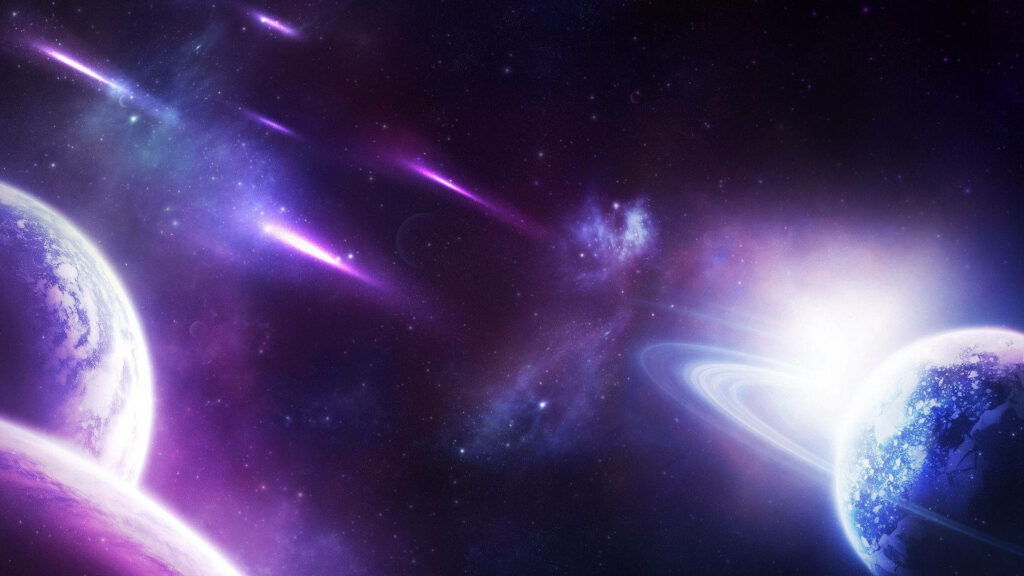 Stellar Symphony: Captivating Purple Galaxy Expands Amid Celestial Splendor Wallpaper
