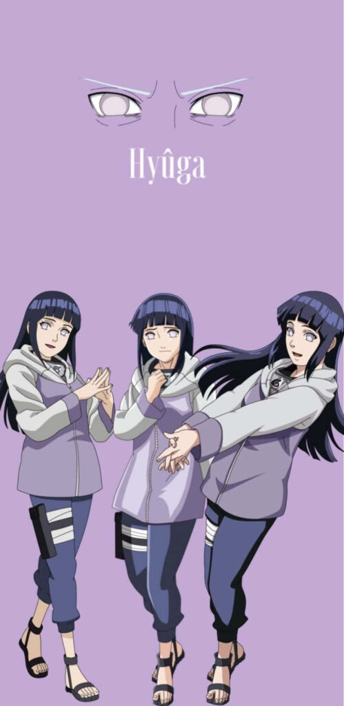 Minimalistic Hinata Hyuga Wallpaper: Purple Background & Byakugan