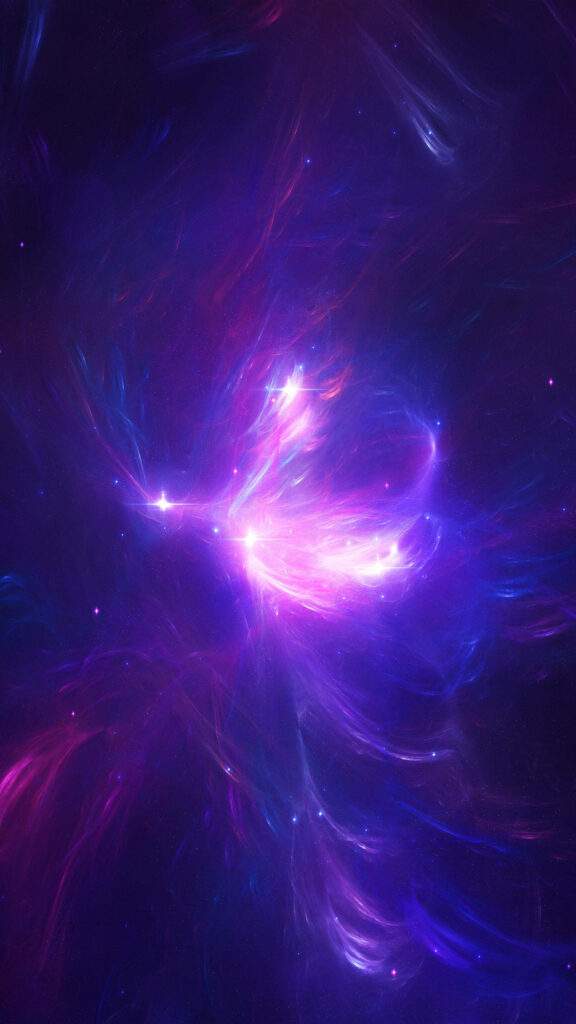 Pulsating Cosmic Splendor: An Enthralling 4k HD Mobile Wallpaper With a Mesmerizing Purple Nebula Illuminating the Center