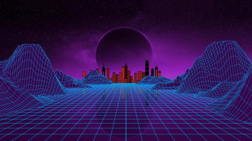 Purple Cosmic Dreamscape: A Vaporwave-Infused 1980s Night in Virtual Reality - An Artistic 4K Wallpaper