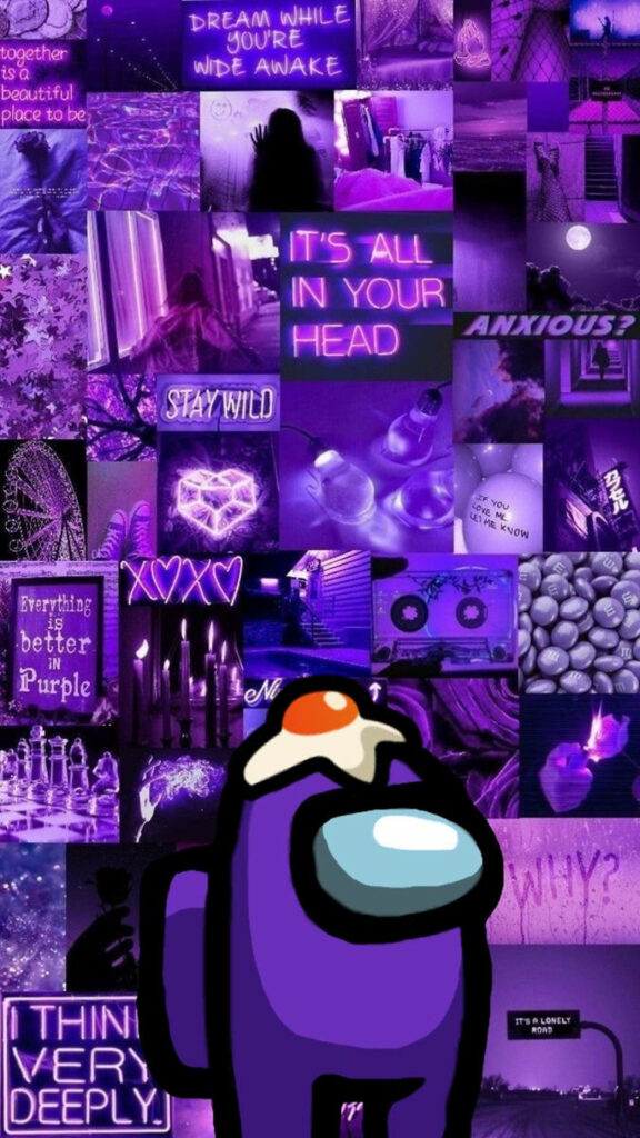 A Purple Among Us Crew Shines in an Aesthetic Wonderland: Exciting Collage Delights Wallpaper