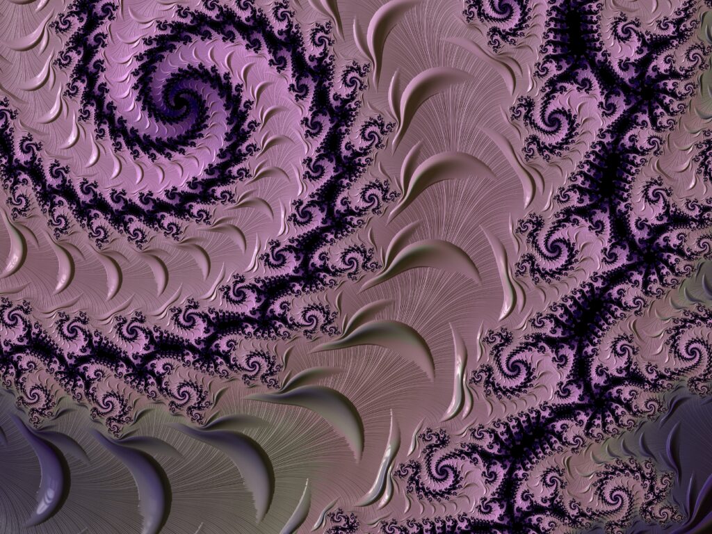 Stunning 5464x4096 Fractal Wallpaper: Purple Swirling Spirals Pattern
