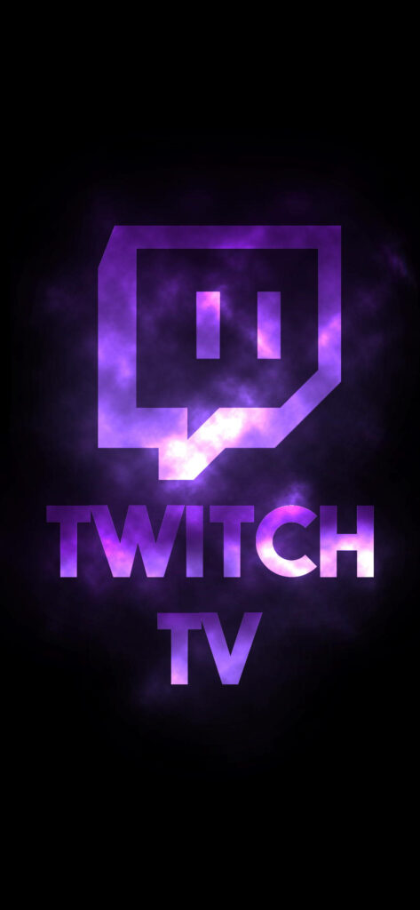 Vibrant Elegance: The Radiant Purple Twitch Logo Illuminated in a Mysterious Black Cosmos Wallpaper