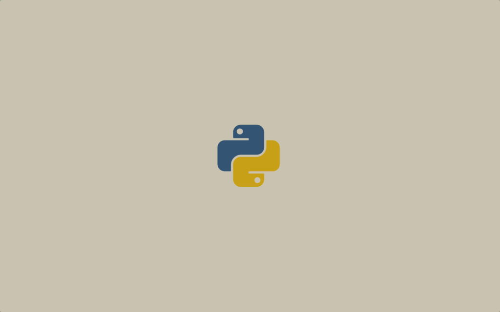 Minimalist Python logo wallpaper with blue and yellow snakes on solid beige background desktop