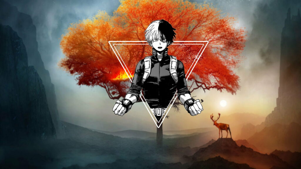 Frost and Flames: A QHD Wallpaper Background Photo of Todoroki Shoto