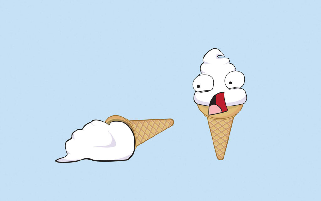Quirky 4K Ice Cream Cone Wallpaper: Fun Playful Scene in Blue