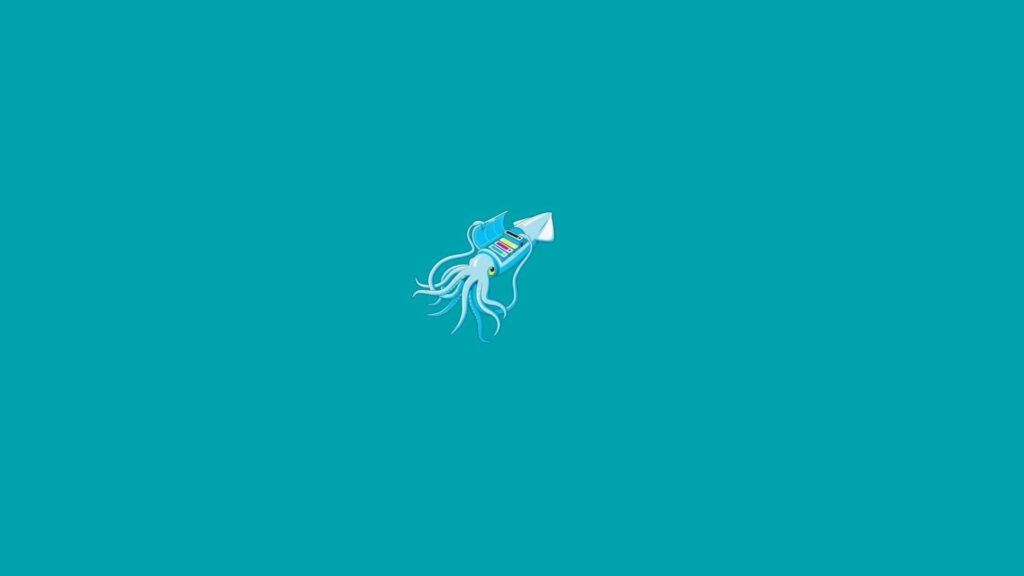 Quirky Calamari Digital Art Wallpaper on Turquoise Background