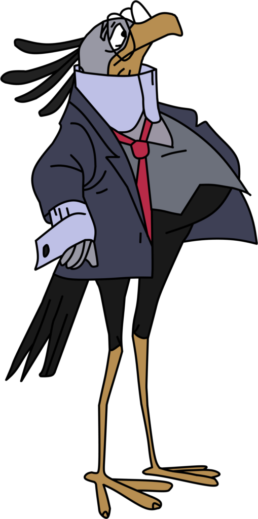 Quirky Secretary Bird Cartoon in Business Suit - Unique Wallpaper