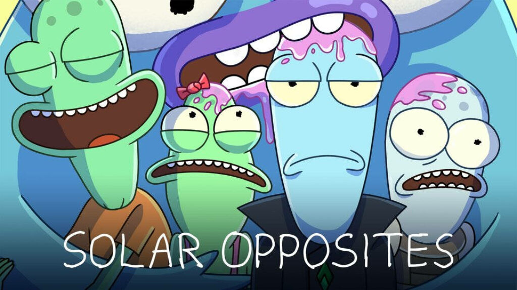 Vibrant Solar Opposites Wallpaper: Humorous Alien Characters & Pupa