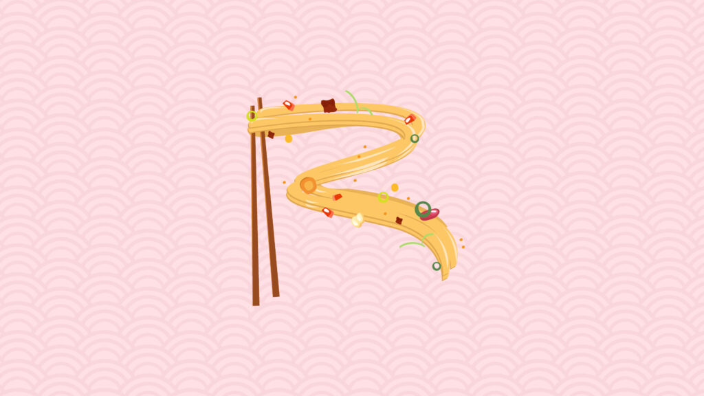 R-licious Noodles: A Pink Alphabet Wallpaper with Chopsticks and Noodles Shaped Like the Letter R!