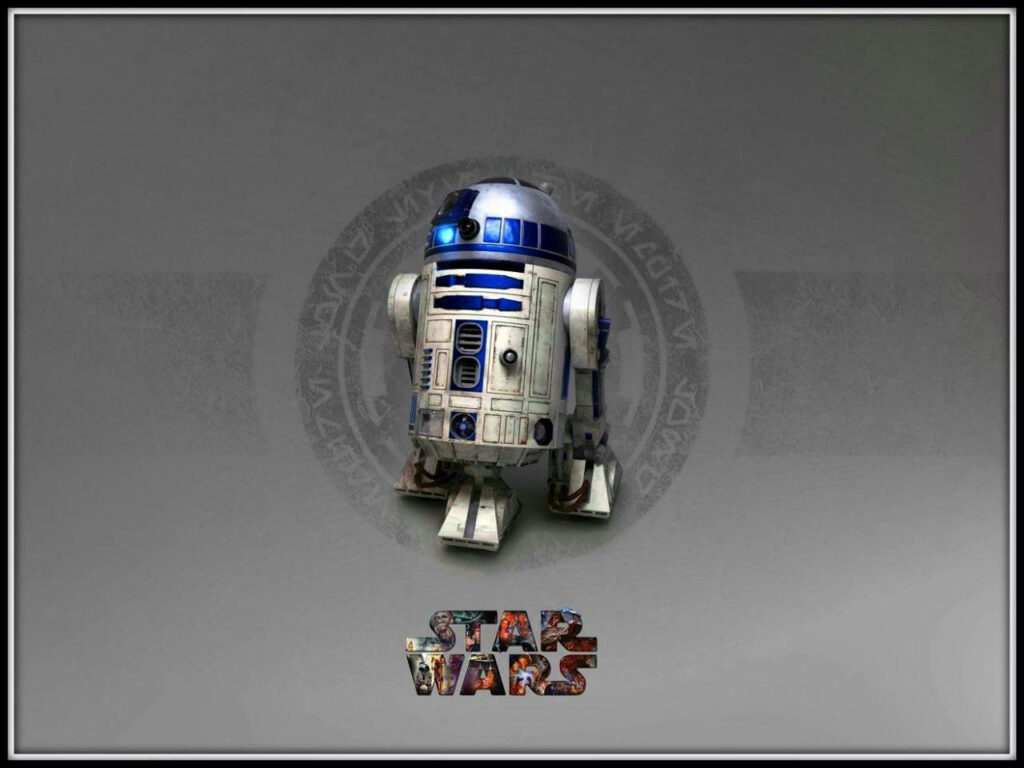 Minimalist R2-D2 Wallpaper with Star Wars Logo - Classic Design