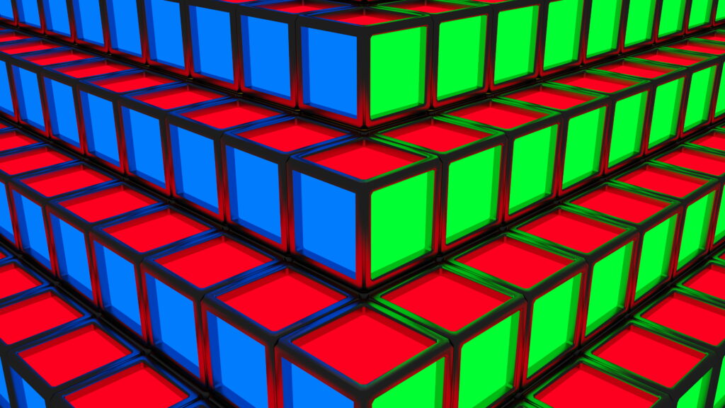 Cubist Dreams: An Artistic RGB Cube in 4K Wallpaper Background Photo