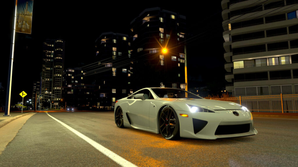 Stylish sports car in city street at night - Forza Motorsport 7 wallpaper