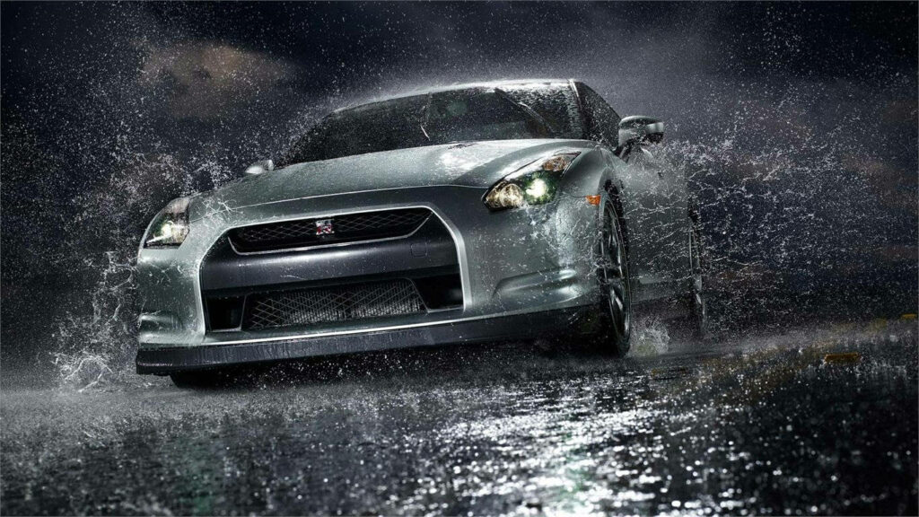 Capturing the Elegance: A Graceful Gray Sports Car Shining in the Rain - 1366 X 768 HD Sport Background Image Wallpaper