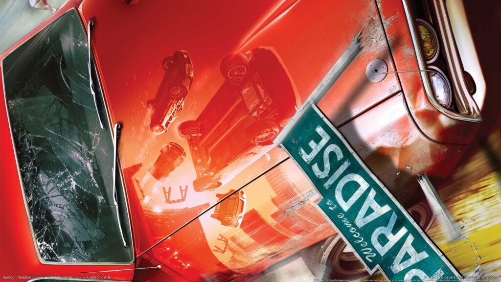 Racing Through Red Hot Flames: A Fast and Furious Escape in Burnout Paradise Wallpaper