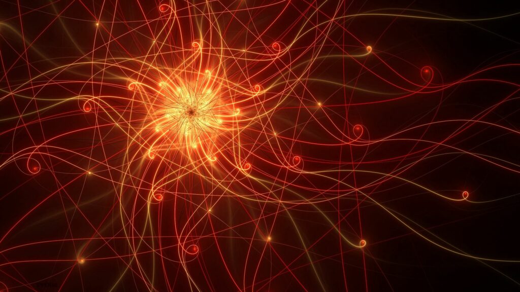 Radiant Abstract Wallpaper: Interconnected Lines on Dark Background