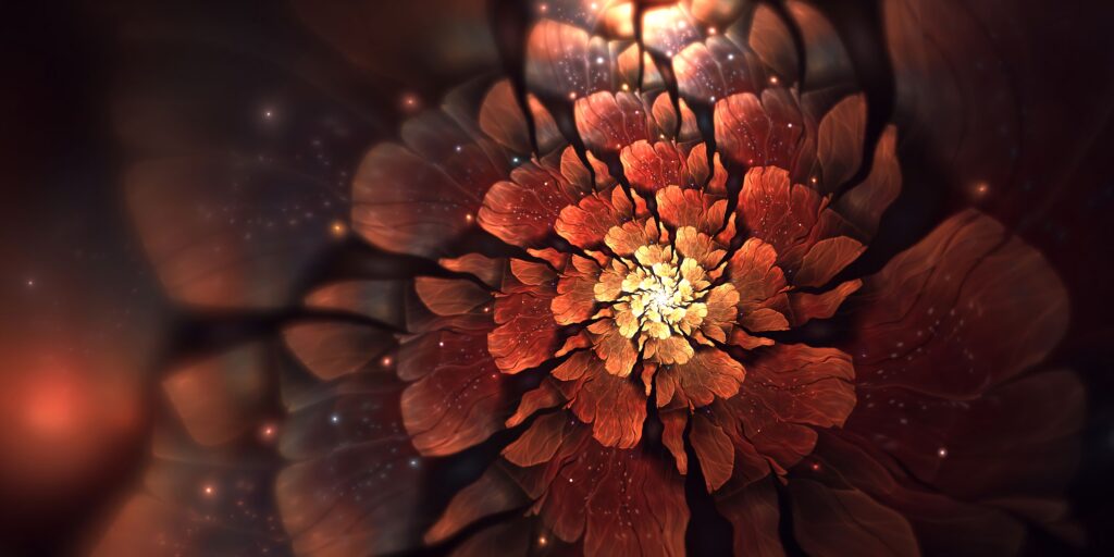 Intricate Glowing Flower Fractal Wallpaper - 6400x3200 Background