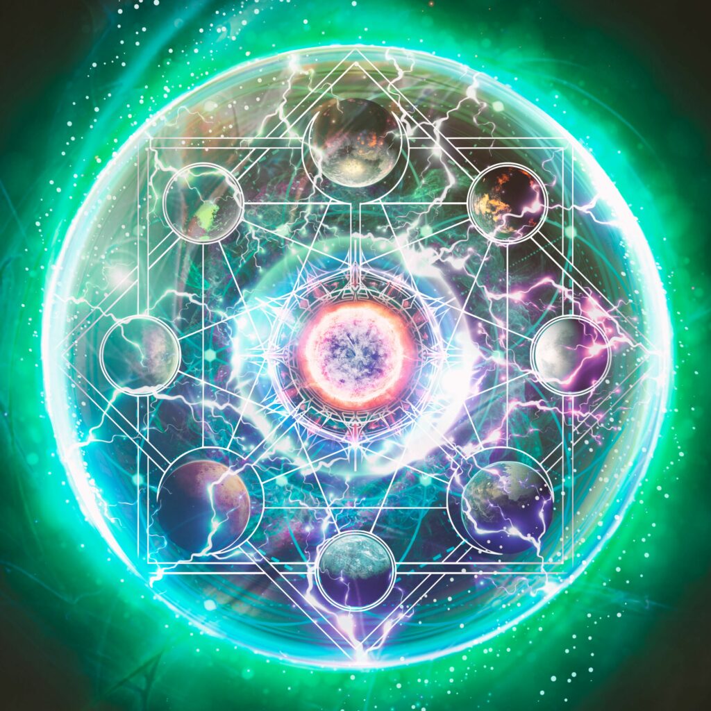Glowing Abstract Wallpaper: Geometric Circles & Ethereal Patterns