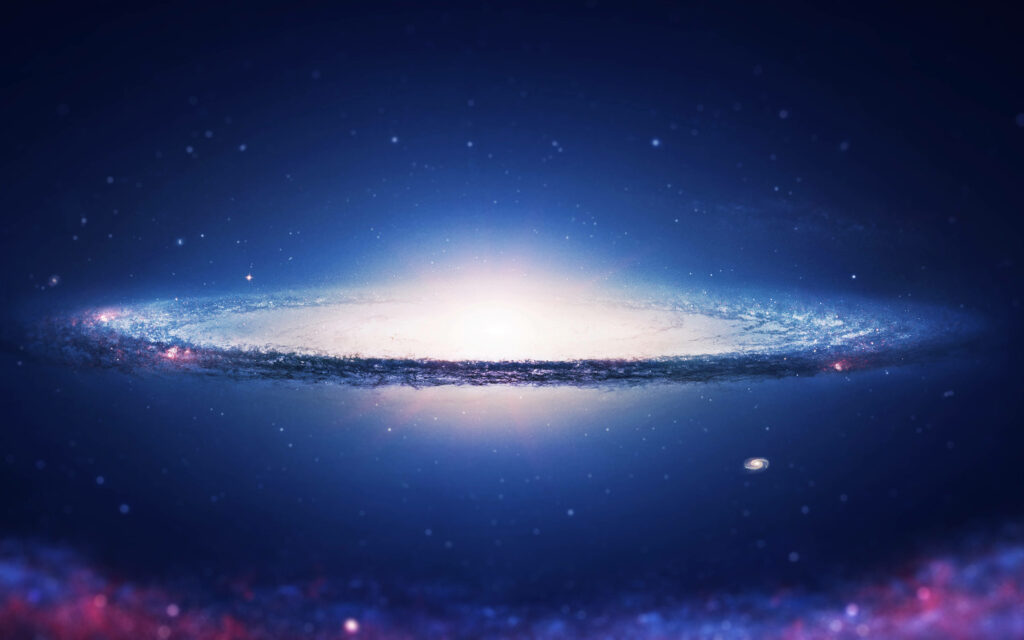 Vibrant Galaxy Cosmic Scene Wallpaper with Intense Light and Sparkling Starlight