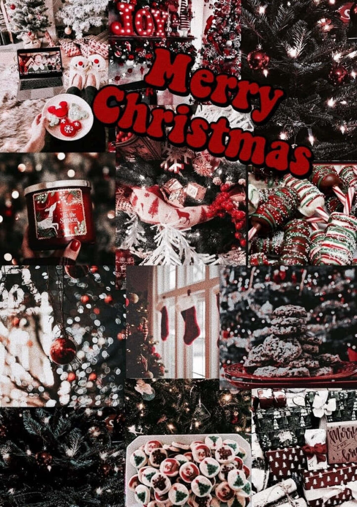 Glowing Christmas Wishes: A Spectacular Festive Display Amidst a Celestial Canvas Wallpaper