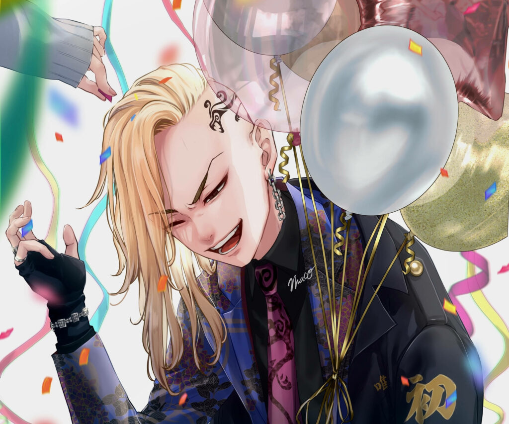 Delightful Draken: Tokyo Revengers' Charming Balloon Man Wallpaper
