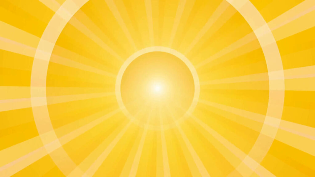 Vibrant yellow minimalist wallpaper with glowing sunburst rays bright warm digital background