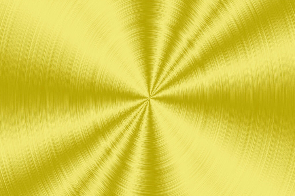 Radiant Gold Metallic Disc Wallpaper with Captivating Brush Texture