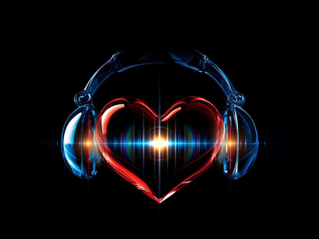 Radiant Heart & Headphones Wallpaper: Let Music Touch Your Soul