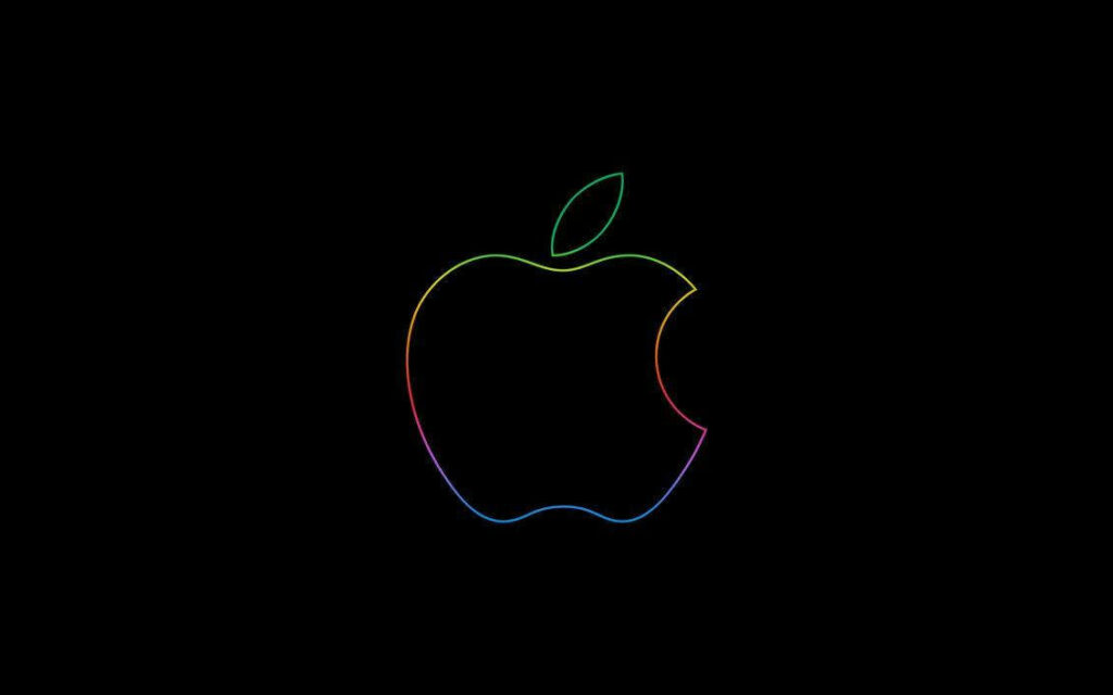 Luminous Apple Logo: A Vibrant 4k Journey into the Dark Background Wallpaper