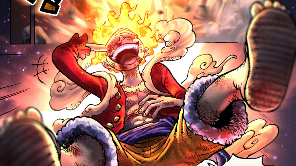 The Radiant Laughter of Sun God Nika: Flames Embrace His Fiery Hair Wallpaper