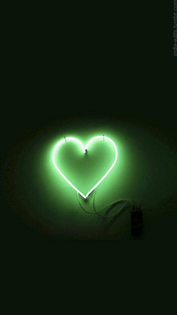 Luminous Love: A Radiant Neon Green Wallpaper That Sets Hearts Aglow