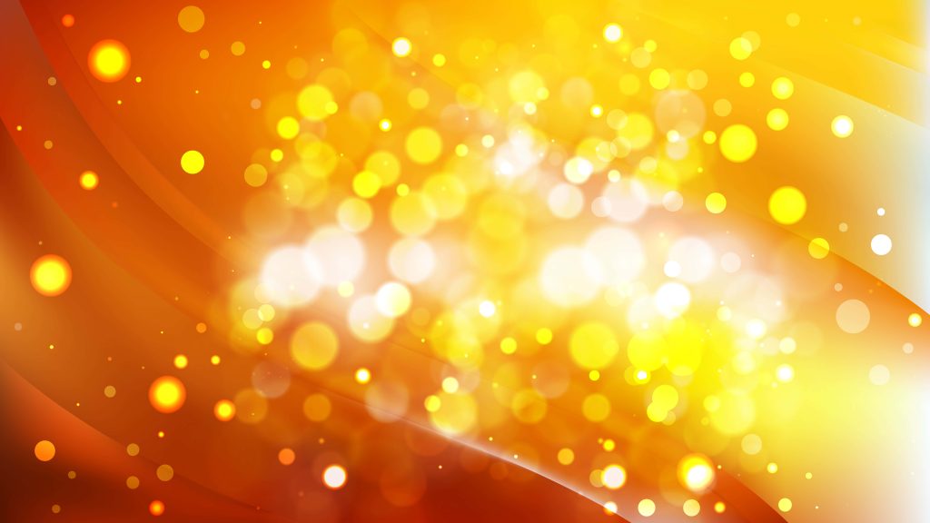 Vibrant abstract wallpaper with glowing orange yellow bokeh circles and warm flowing gradients