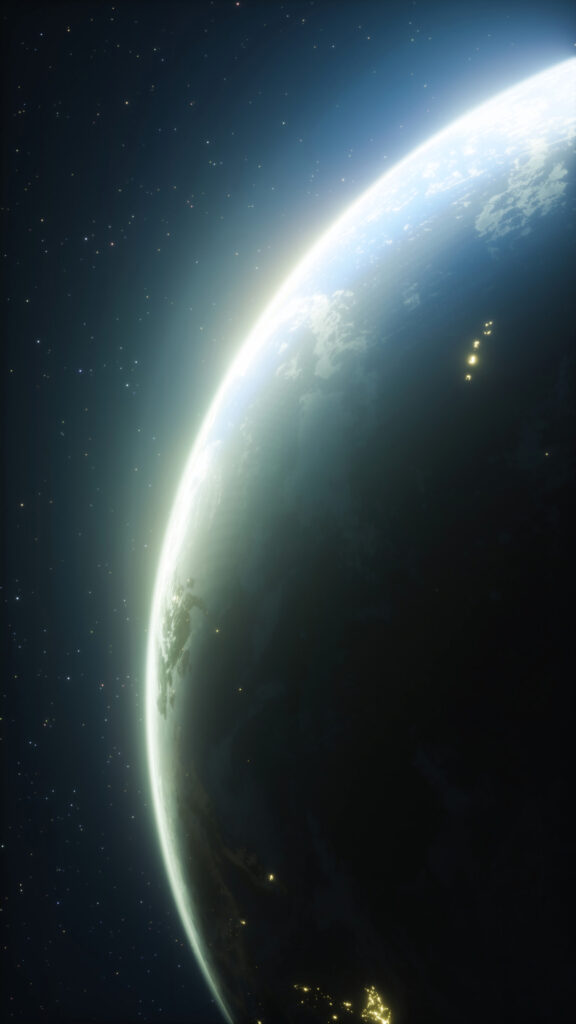 Radiant Planet Wallpaper: Cosmic Glow Against a Starry Universe
