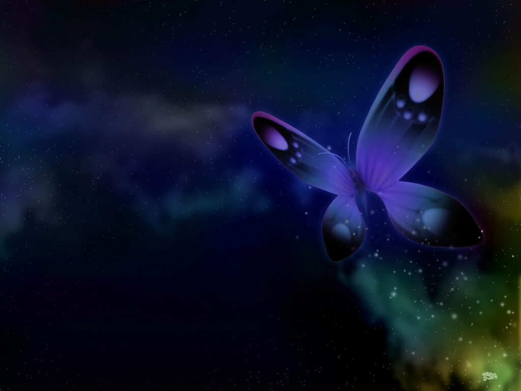 Radiant Purple Butterfly Wallpaper: Cosmic Dreamscape Background
