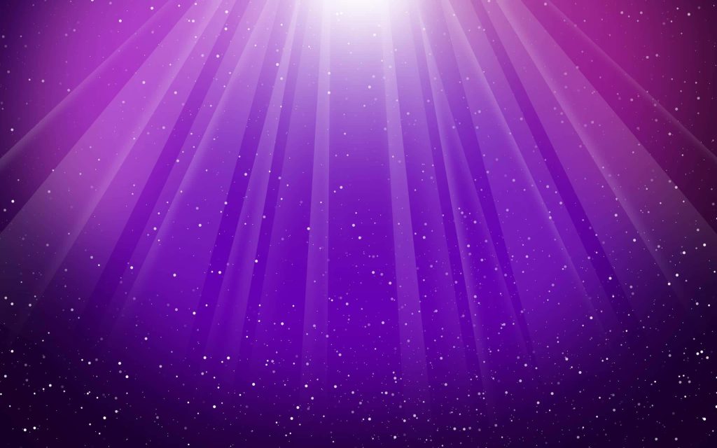 Vibrant purple spotlight wallpaper with glowing rays and white stardust particles background