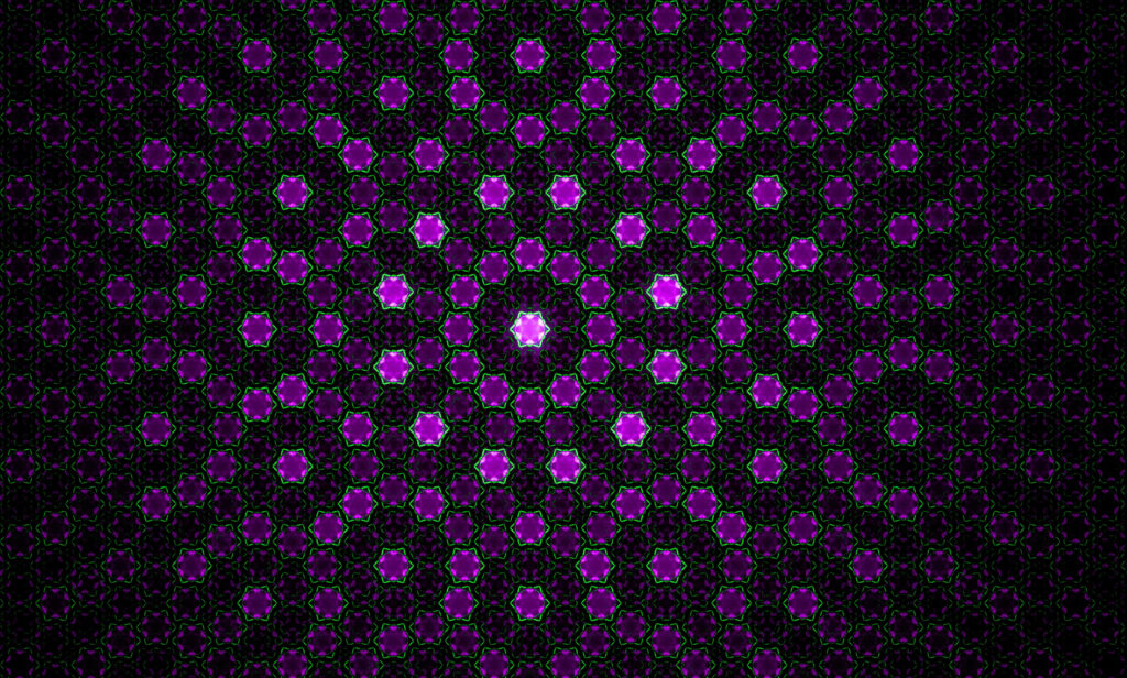 Radiant purple abstract star pattern wallpaper with glowing highlights and geometric shapes
