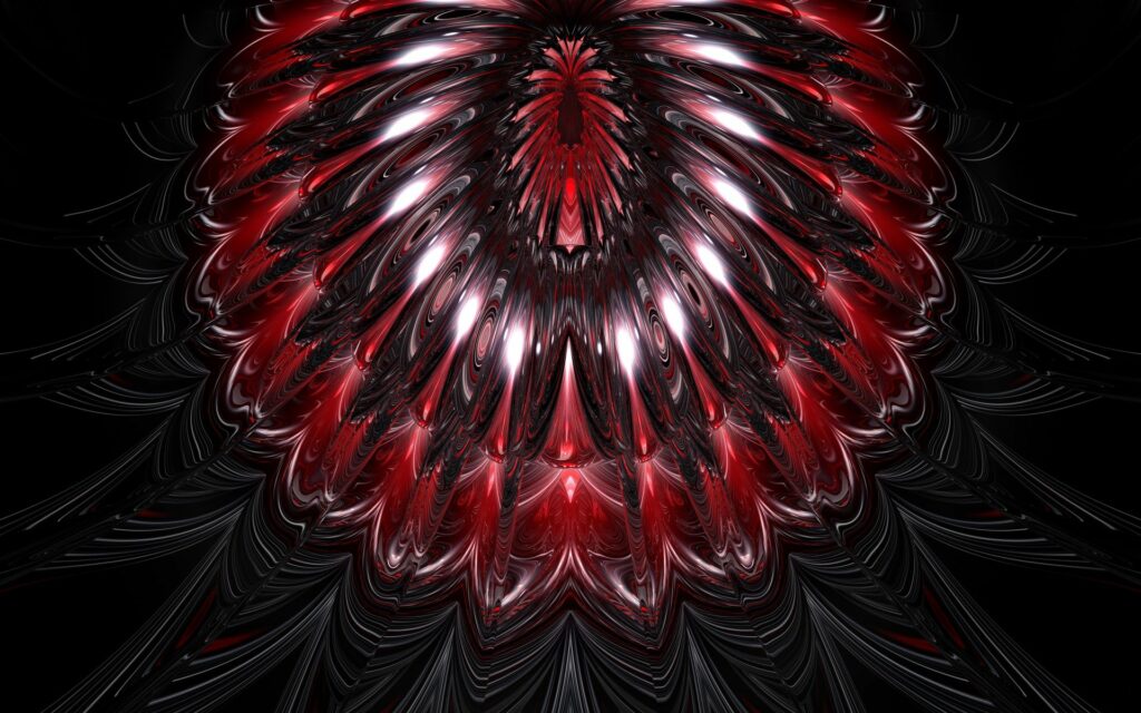 Elegant Red & Silver Metallic Abstract Flower Wallpaper Background