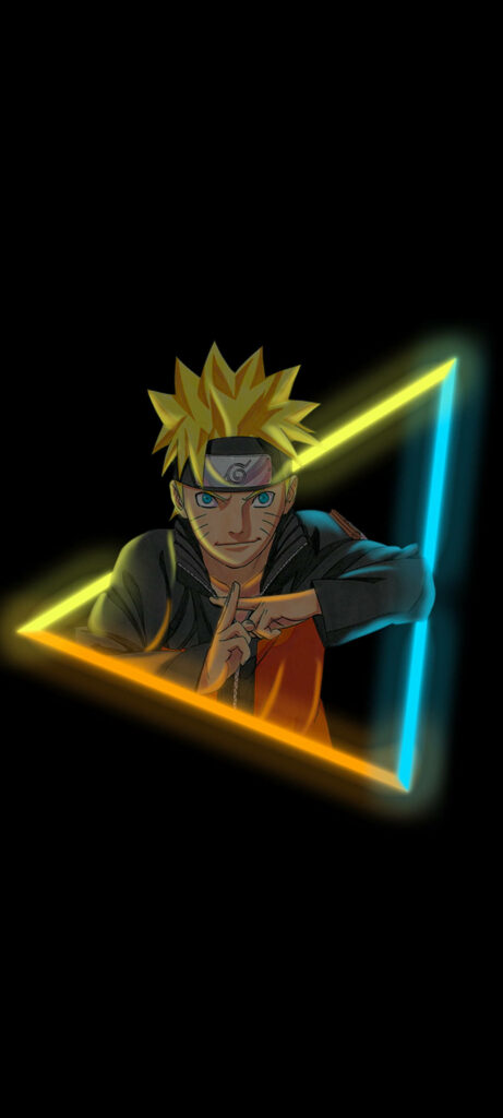 Naruto's Neon Realm: A Triangular Journey in Black Wallpaper