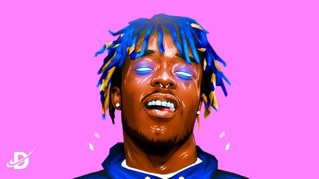 Glowing in Style: Lil Uzi Vert Radiates Electric Energy in this Captivating Cartoon Illustration Wallpaper