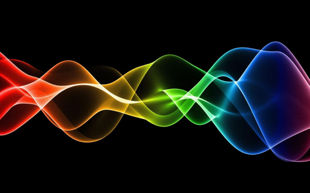 The Vibrant Symphony of Cool Neon Waves: A Captivating Rainbow of Red, Yellow, Green, and Blue Illuminating the Background Wallpaper