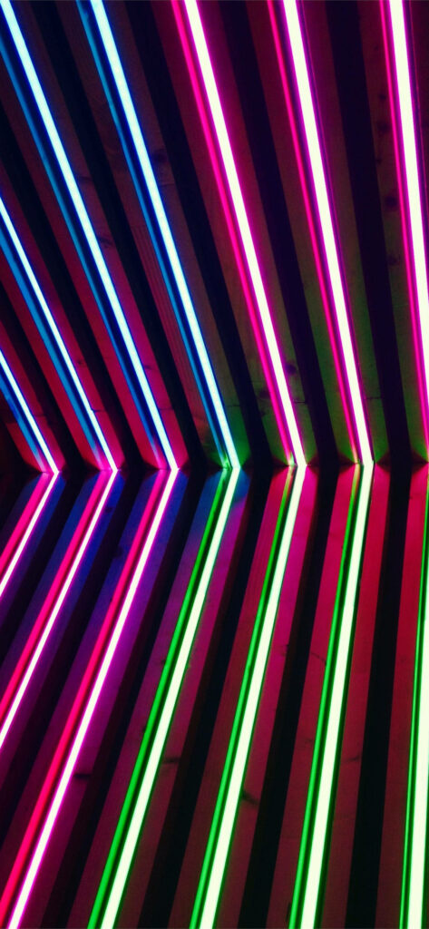 Tube-shaped Neon Lights Illuminate the Purple Abyss: A Mesmerizing Iphone Background Wallpaper