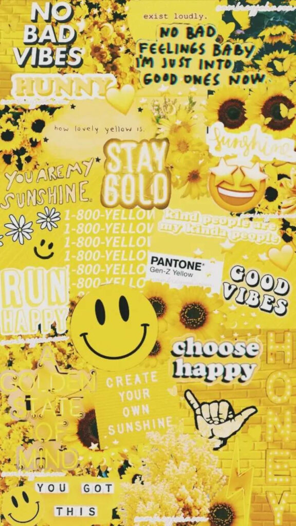 Whimsical Yellow Smileys against a Bright Color Wallpaper