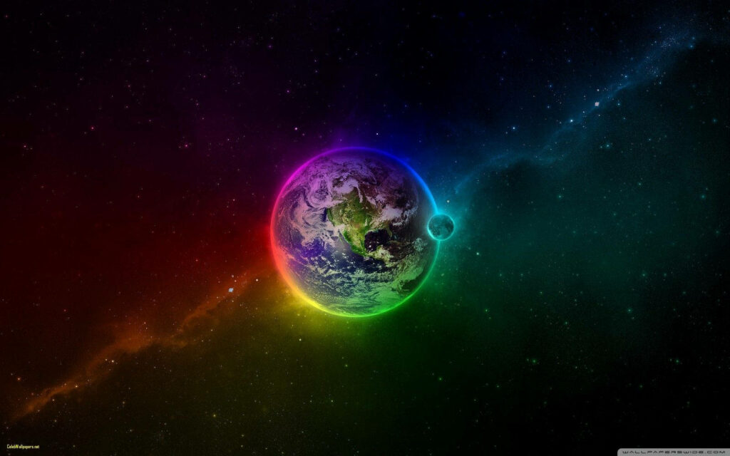 Rainbow-Colored 4k Earth: Mesmerizing Template Design Background Wallpaper