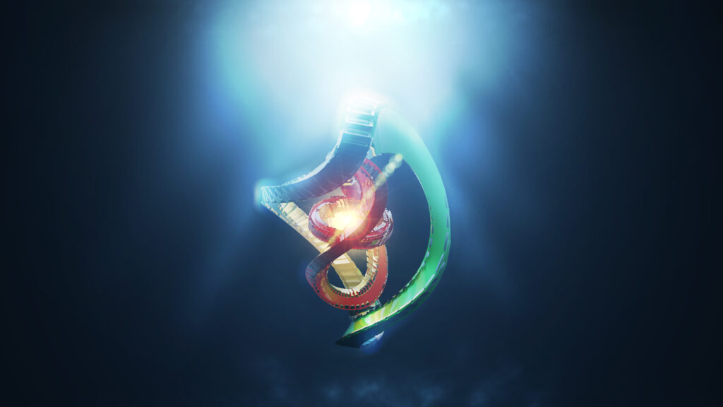 Radiant Spiraling Structure: Ethereal 4K Digital Wallpaper Background