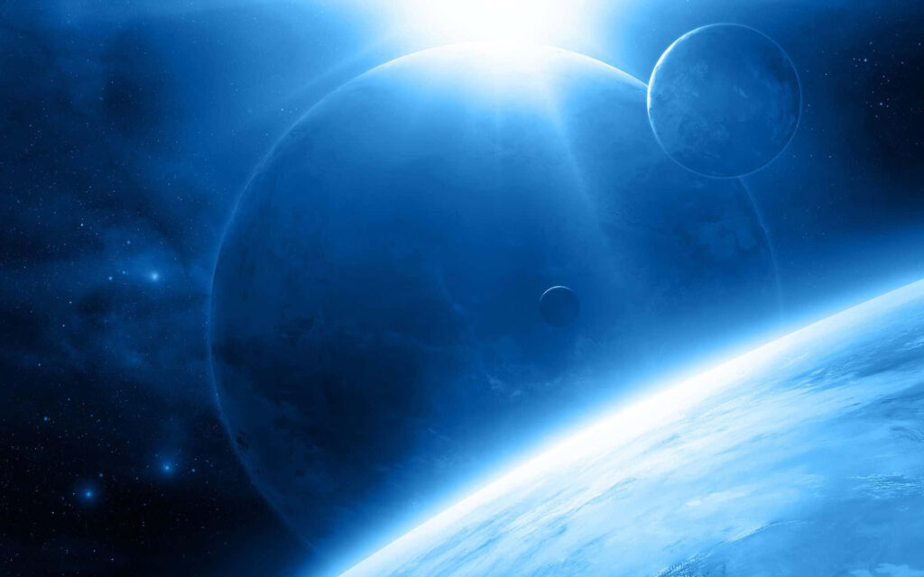 Stunning Outer Space Wallpaper: Radiant Sun & Glowing Celestial Bodies
