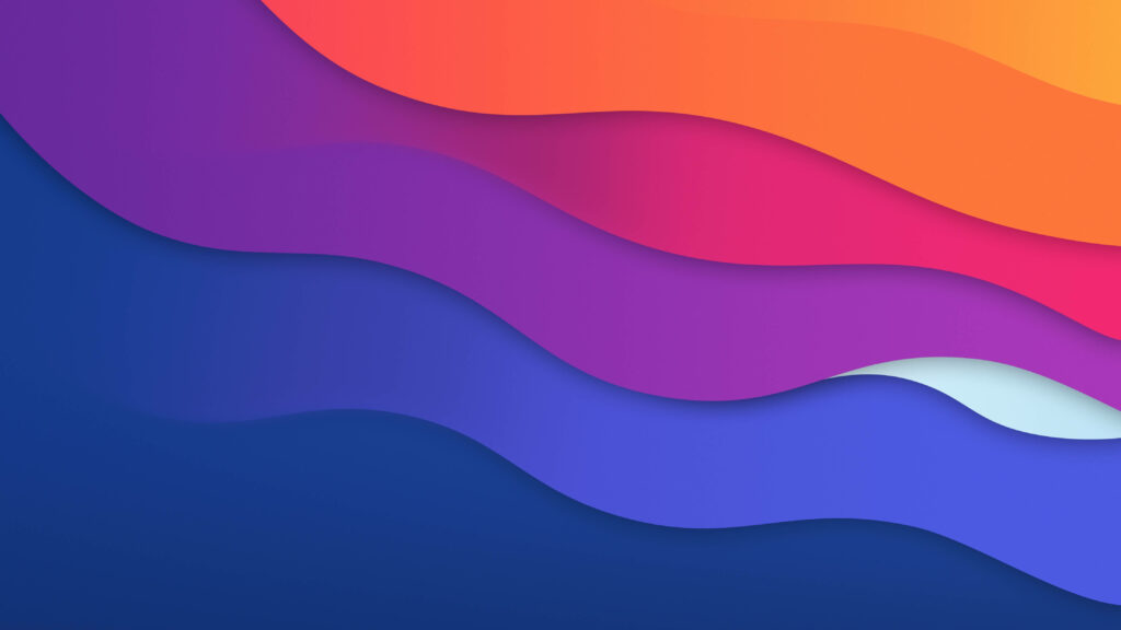 Ocean Wave Inspired Abstract Wallpaper in Blue and Purple with Sunset Colors - 4K iMac Background